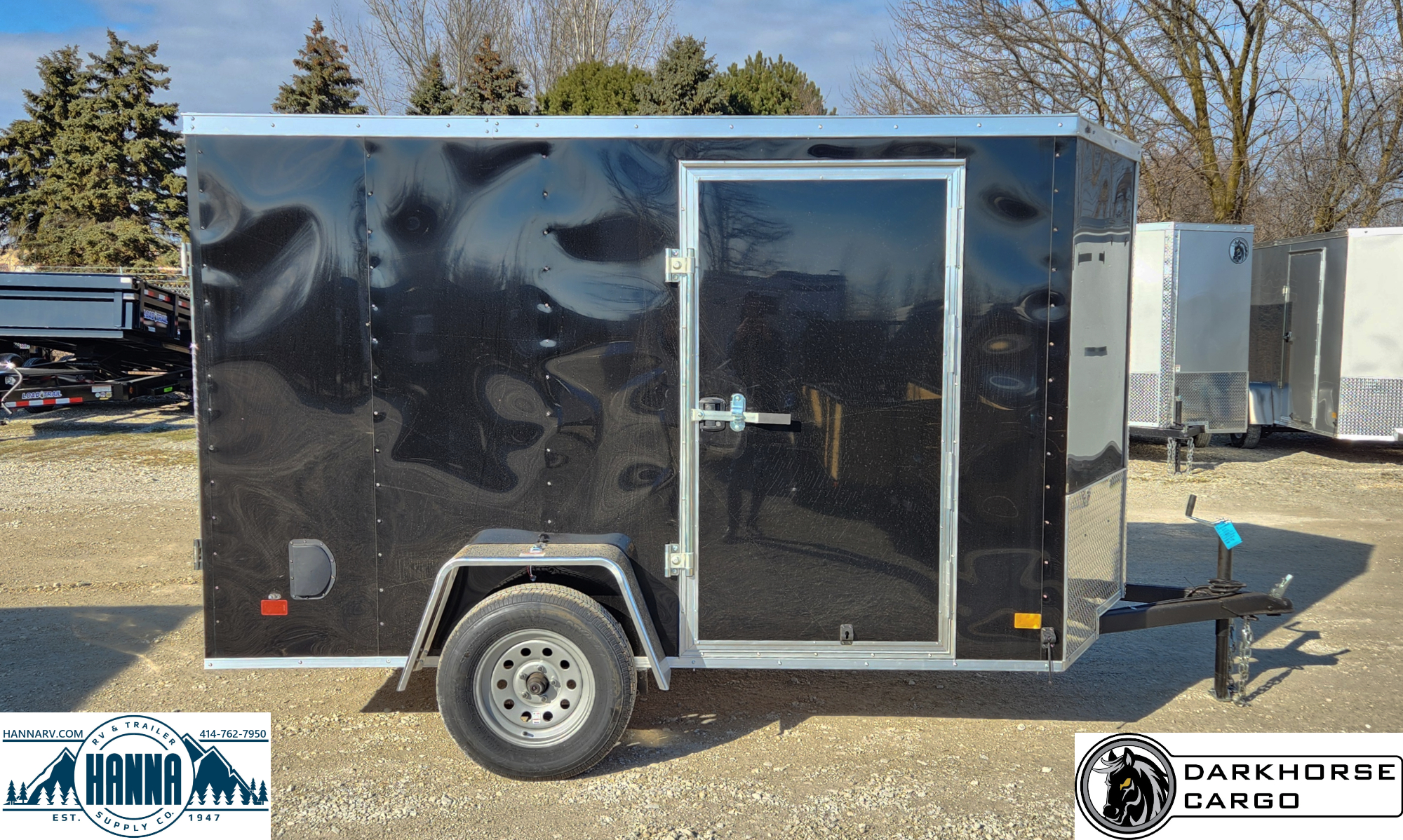 DarkHorse 6X10 Wedge Nose Single Axle Steel Cargo Trailer with Ramp Door - 1500 Series - Black